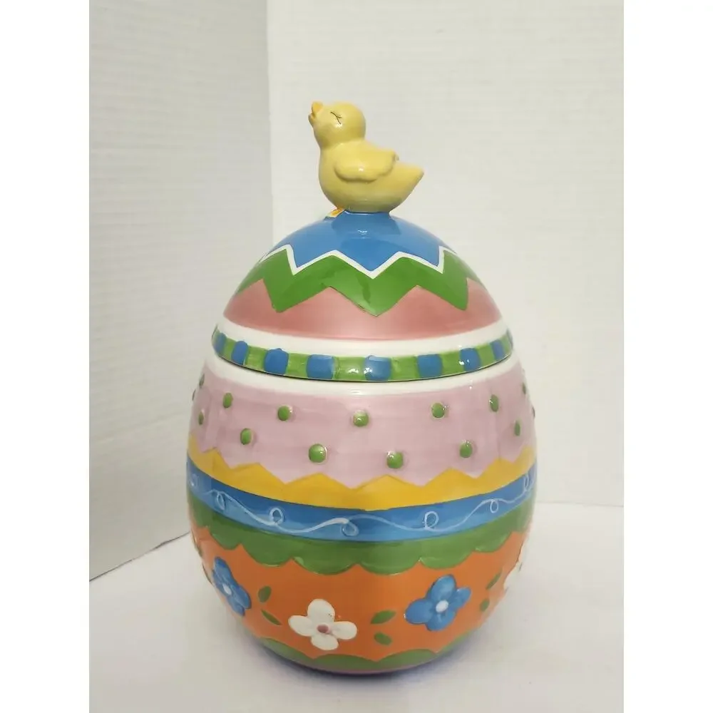 Easter Egg Chick Finial David's Cookies Ceramic Cookie Jar